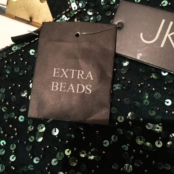 J KARA 3/4 Sleeve V-Neck Beaded Top Long Gown  NEW WITH TAGS! - Picture 16 of 16